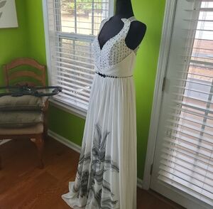 Azazie White and Black Floral Maxi Dress